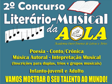 Inscrições do 2º Concurso Literário-Musical da AOLA são prorrogadas até dia 10/04