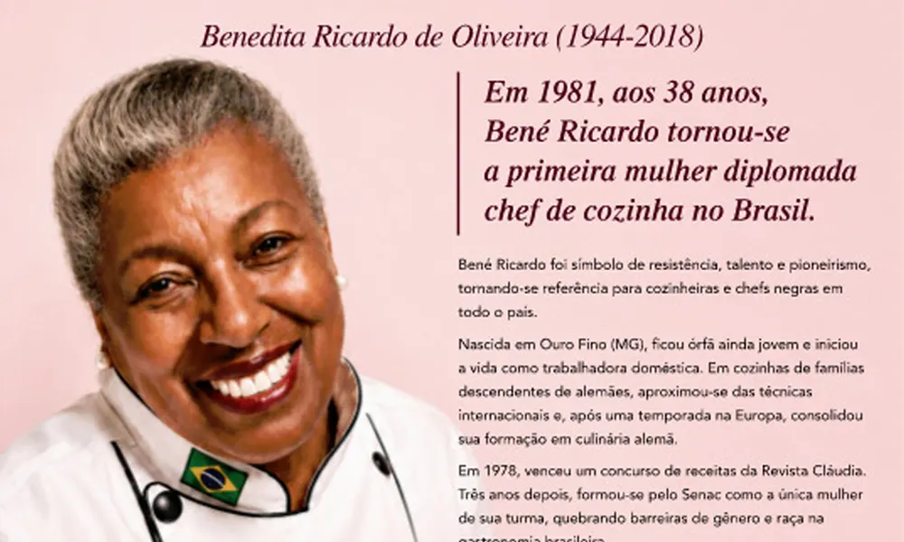 Bené Ricardo, a primeira mulher diplomada chef de cozinha no Brasil.